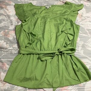 Green ruffle top from banana republic